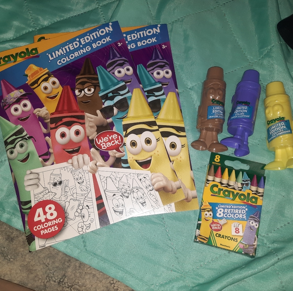 crayola limited release coloring book,crayons,sharpeners